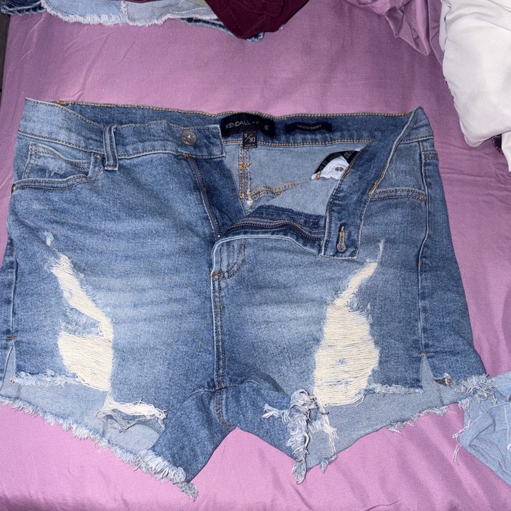 Blue Distressed Jean Shorts for Women